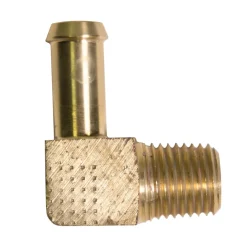 Brass 90 Degree Fuel Elbow, 3/8" Hose, Male (1/4-18 NPT)