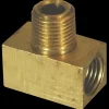 Brass Brake Line Tee, Female(3/8-24 Inverted), Male(1/8-27 NPTF)