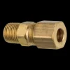 Brass Compression Connector, 1/4 Tube, Male (1/8-27 NPT)