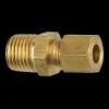 Brass Compression Connector, 1/4" Tube, Male (1/4-18 NPT)