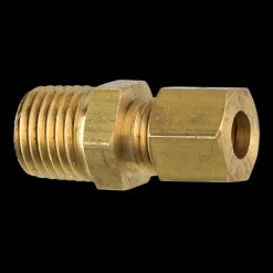 Brass Compression Connector, 1/4" Tube, Male (1/4-18 NPT)