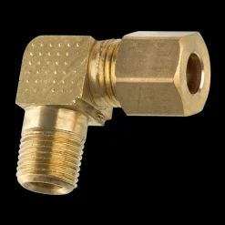Brass Elbow Compression Connector, 1/4" Tube, Male (1/8-27 NPT)