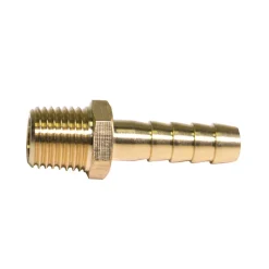 Brass Fuel Connector, 5/16 Hose, Male (1/4-18 NPT)