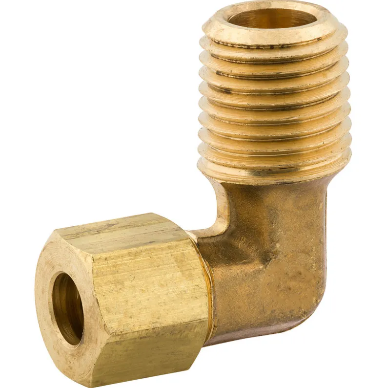 Elbow Connector Compression, Brass, 1/4" (1/4 NPTM), Bag of 1