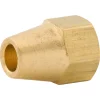 Female Short Nut, Brass, 3/16" (3/8-24 SAE), Bag of 1