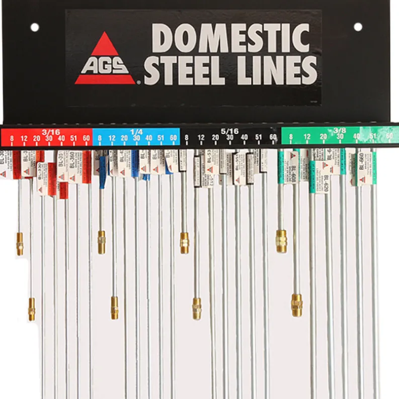 Galvanized Steel Brake Line Wall Display - Domestic Lines