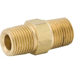 Hex Nipple, Brass, 1/8" NPTM, 1/8" NPTM