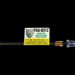 PVF Steel Brake Line Adapter, 3/16" x 8" (3/8-24 Inverted)(M12x1.0 Bubble)