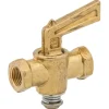 Shutoff Drain Cock Double Female, Brass, 1/8" NPTM, Bag of 1