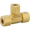 Union Tee Compression, Brass, 1/4", Bag of 1
